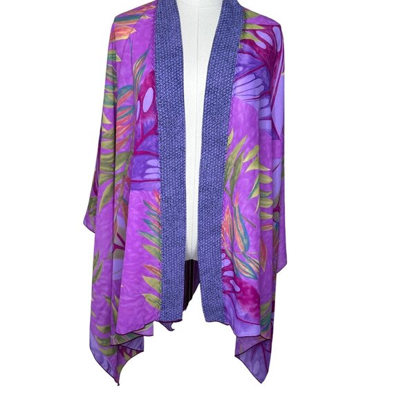 NWT Soo Hoo Artist Made Scarf Kimono Wrap Shawl Original Unique Vibrant Flowy - Picture 5 of 8